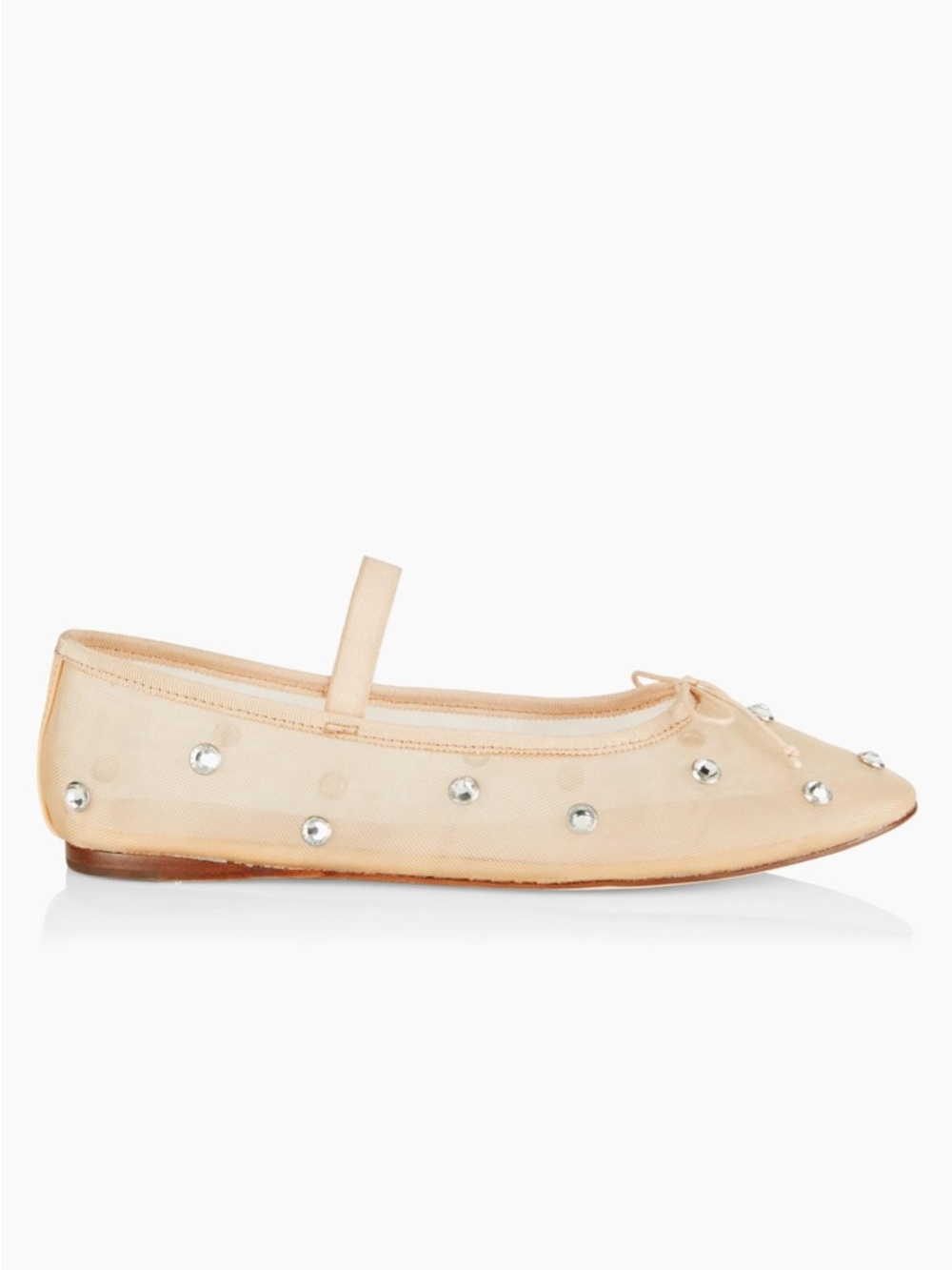 Nude mesh embellished ballet flats minimslist